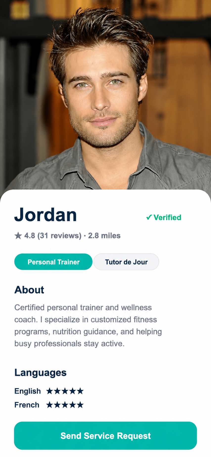 A verified Pal profile with rating and reviews
